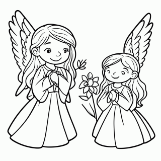 Anunciação do Anjo a Maria para colorir