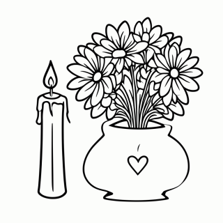 Vela e Flores para Nossa Senhora para colorir