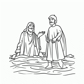 Jesus Batizando para colorir