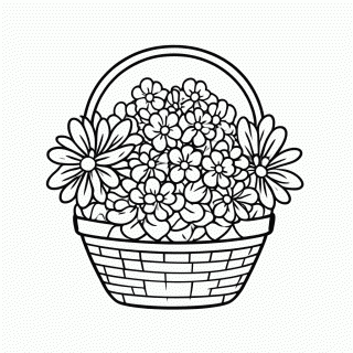 Cesta Com Flores — Páscoa para Colorir