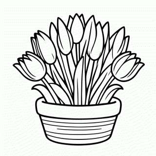 Tulipas Cesta Pascoa — Páscoa para Colorir