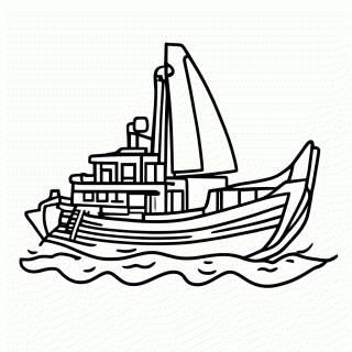 Pescaria — Barco Pesqueiro para colorir