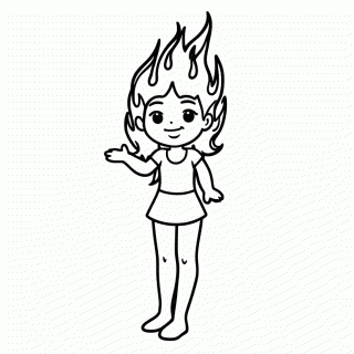 Menina de Fogo para colorir