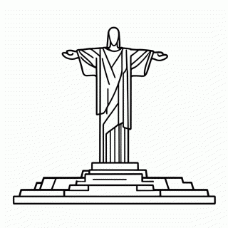 Cristo Redentor Rio — Pontos Turísticos do Brasil para Colorir
