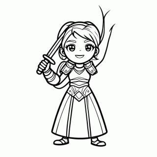 Princesa Guerreira para colorir