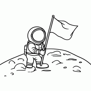 Astronauta Com Bandeira para colorir
