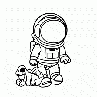 Astronauta Com Cachorro para colorir