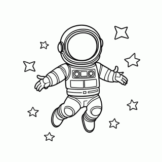 Astronauta Flutuando — Astronautas e Espaço para Colorir
