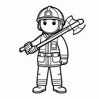 Bombeiro Com Machado para colorir