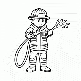 Bombeiro Com Mangueira para colorir