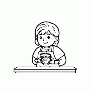 Barista Com Cafe para colorir