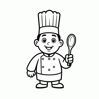 Chef Com Touca — Chefs e Cozinha para Colorir