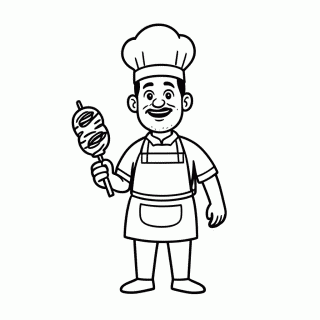 Churrasqueiro para colorir