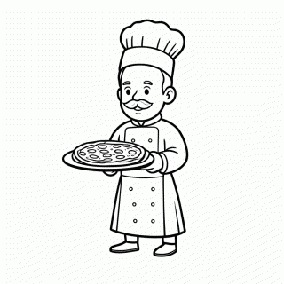 Pizzaiolo Com Pizza para colorir