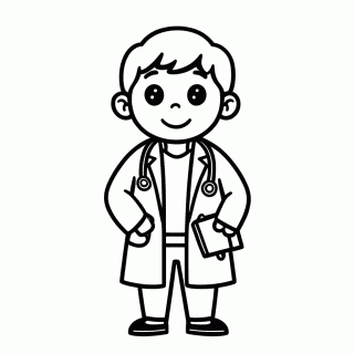 Medico Jaleco Branco — Médicos e Saúde para Colorir