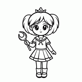 Cetro Magico Lua Coracao — Sailor Moon para Colorir
