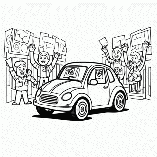 Carro com Bandeira do Brasil para colorir