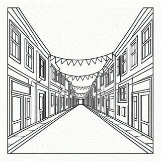 Decoração de Rua da Copa para colorir