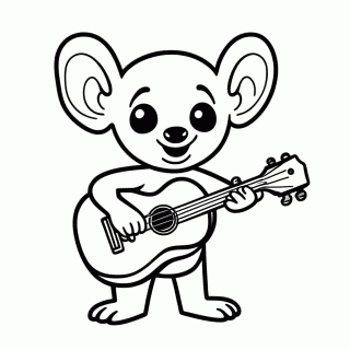Stitch Com Ukulele para colorir