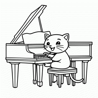 Tom Tocando Piano para colorir