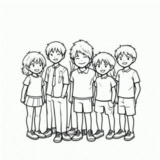 Turma Jovem em Grupo para colorir