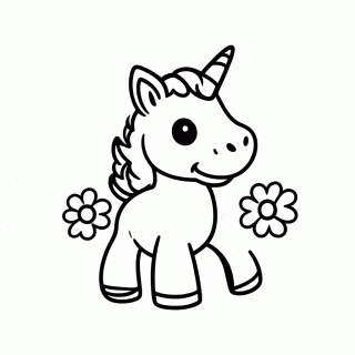 Unicornio Flores para colorir