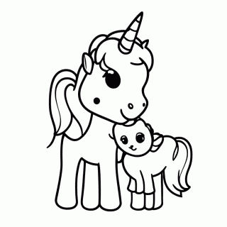 Unicornio Mae E Filhote para colorir