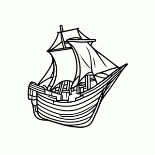 Navio Drakkar Vela para colorir