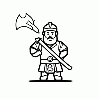 Viking Guerreiro Machado — Vikings para Colorir
