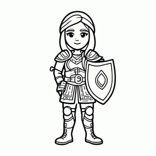 Viking Mulher Shieldmaiden para colorir
