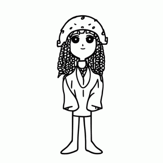 Wandinha Classica Trancas para colorir