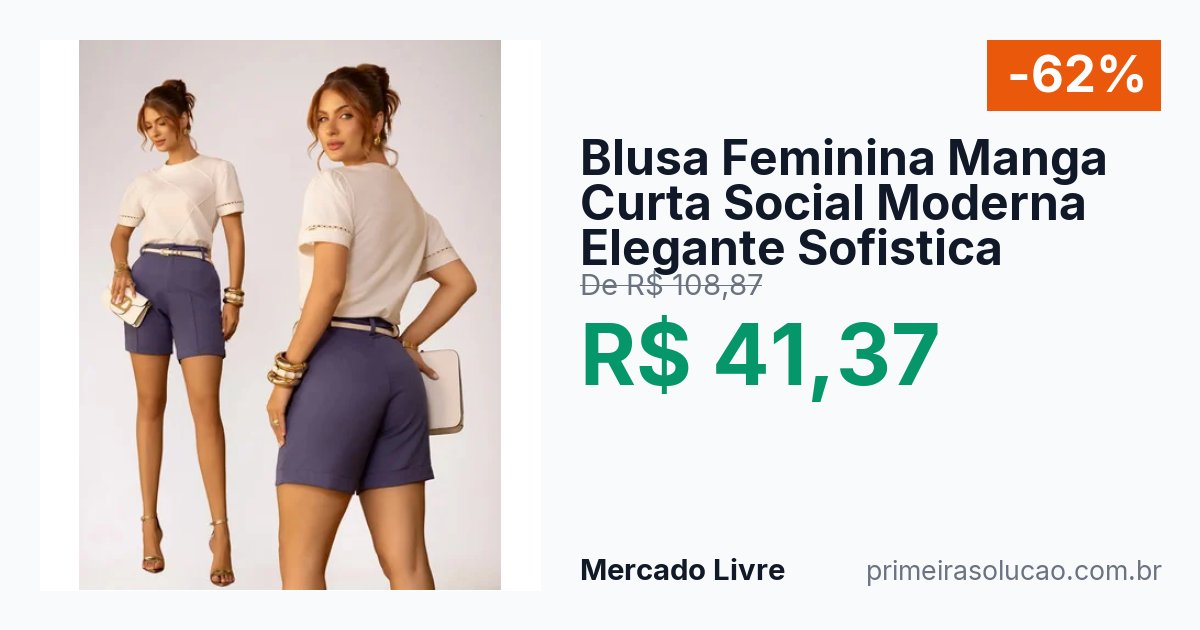 Blusa Feminina Manga Curta Social Moderna Elegante Sofistica