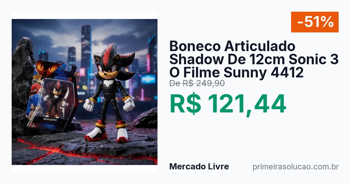 Boneco Articulado Shadow De 12cm Sonic 3 O Filme Sunny 4412