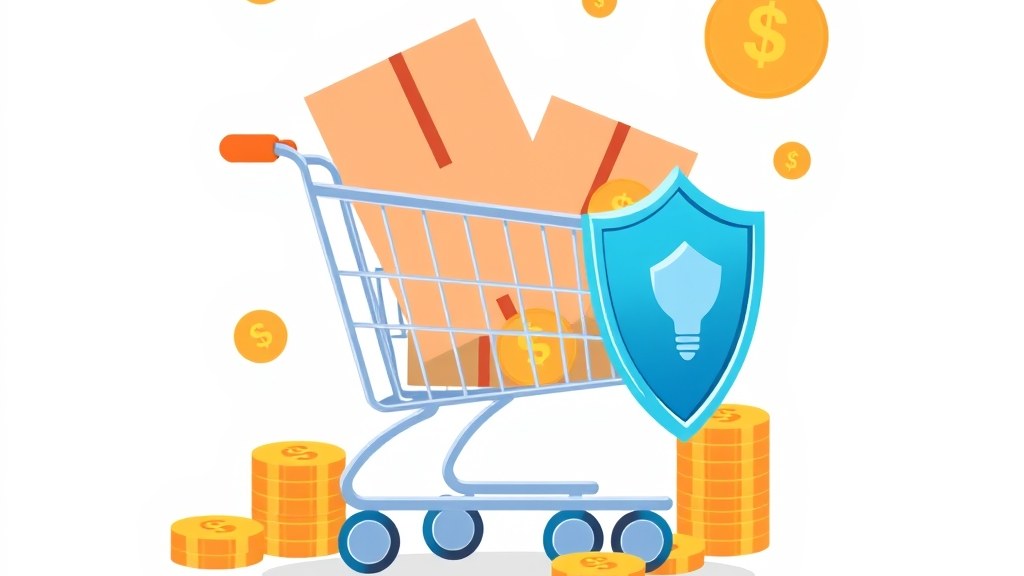 Carrinho de compras com pacotes e moedas ao redor, representando a análise do custo real do frete grátis