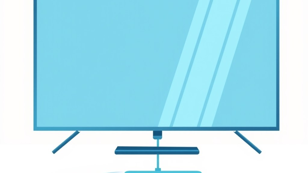 Smart TV moderna ao lado de um TV Box compacto conectado por cabo HDMI, em mesa de sala de estar