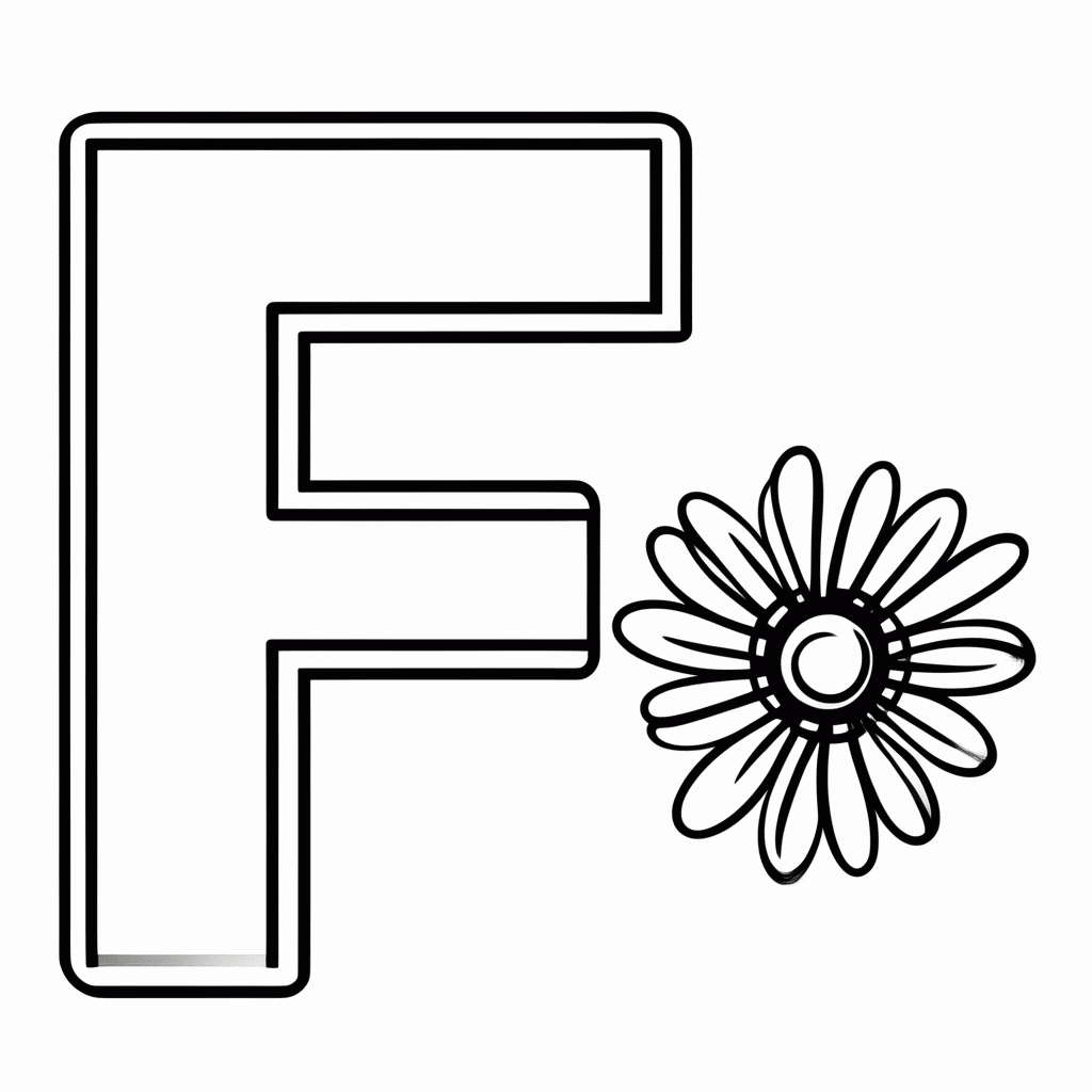 Desenho de F De Flor para colorir e imprimir grátis em folha A4