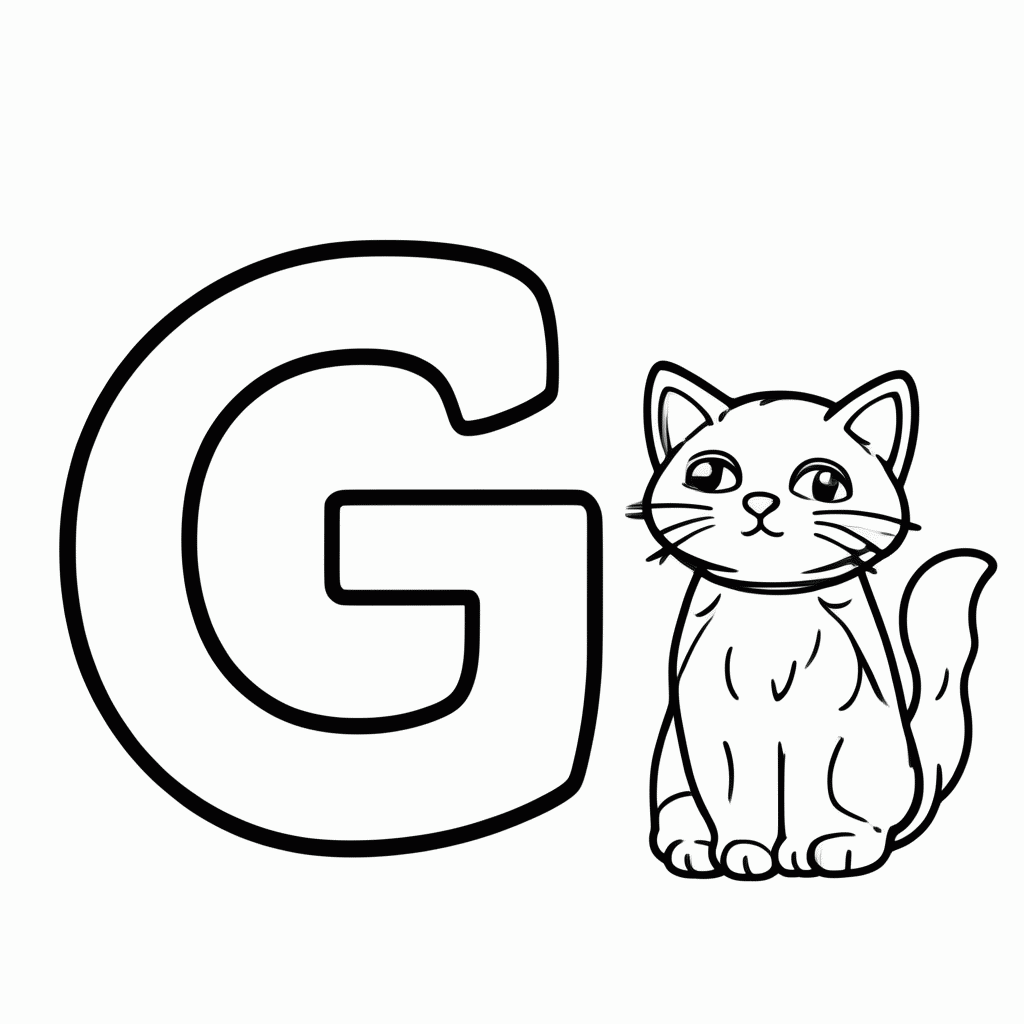 Desenho de G De Gato para colorir e imprimir grátis em folha A4