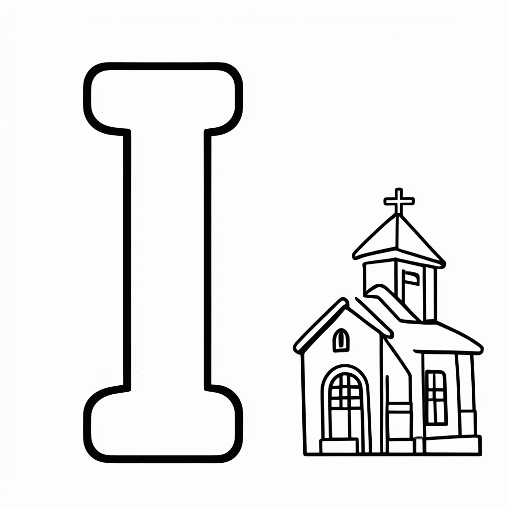 Desenho de I De Igreja para colorir e imprimir grátis em folha A4