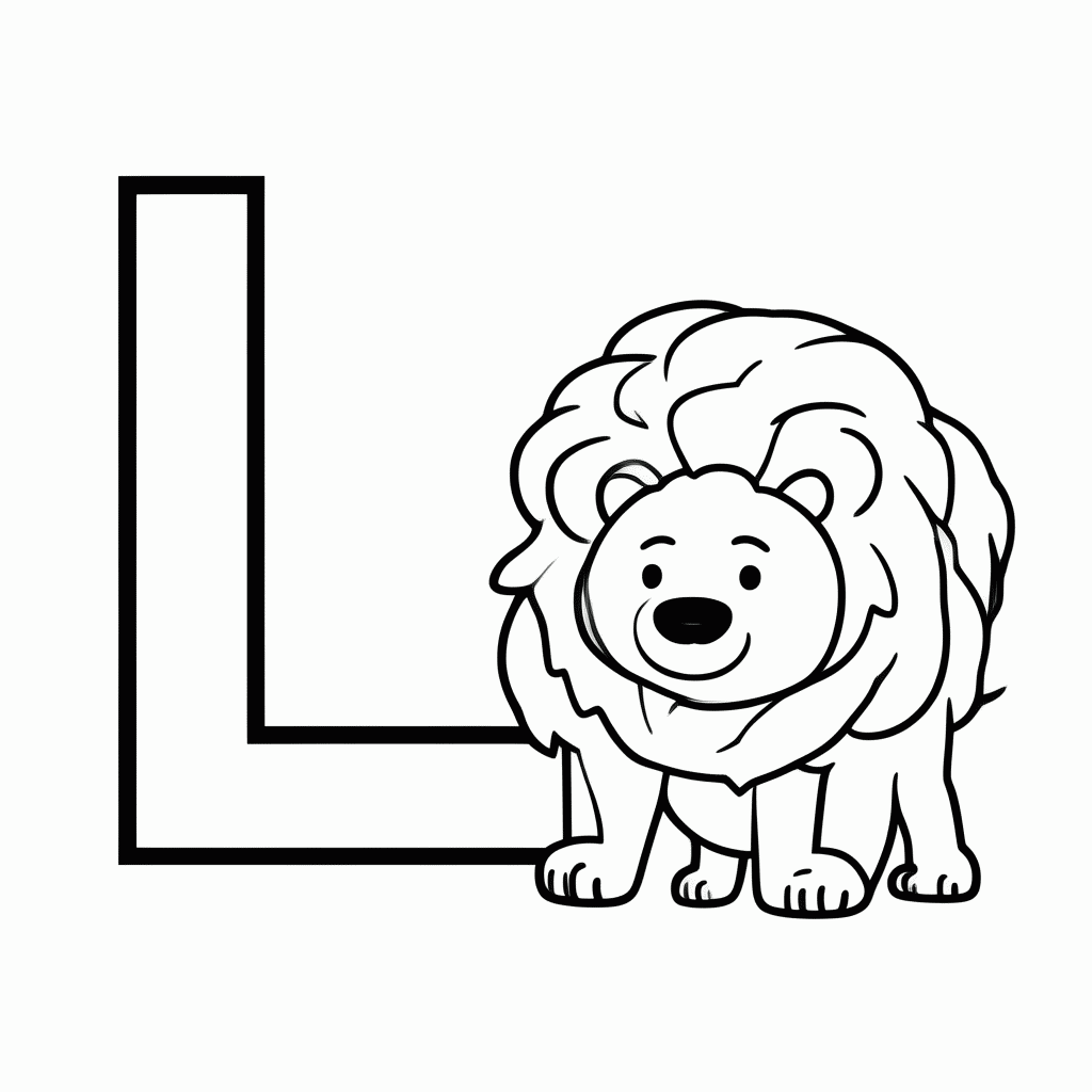 Desenho de L De Leao para colorir e imprimir grátis em folha A4