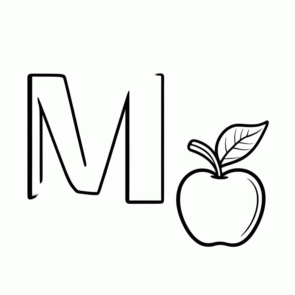 Desenho de M De Maca para colorir e imprimir grátis em folha A4