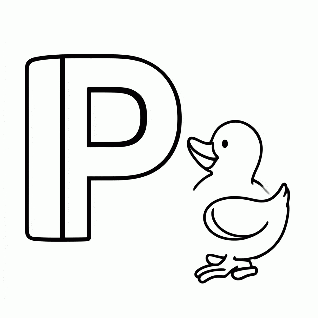 Desenho de P De Pato para colorir e imprimir grátis em folha A4