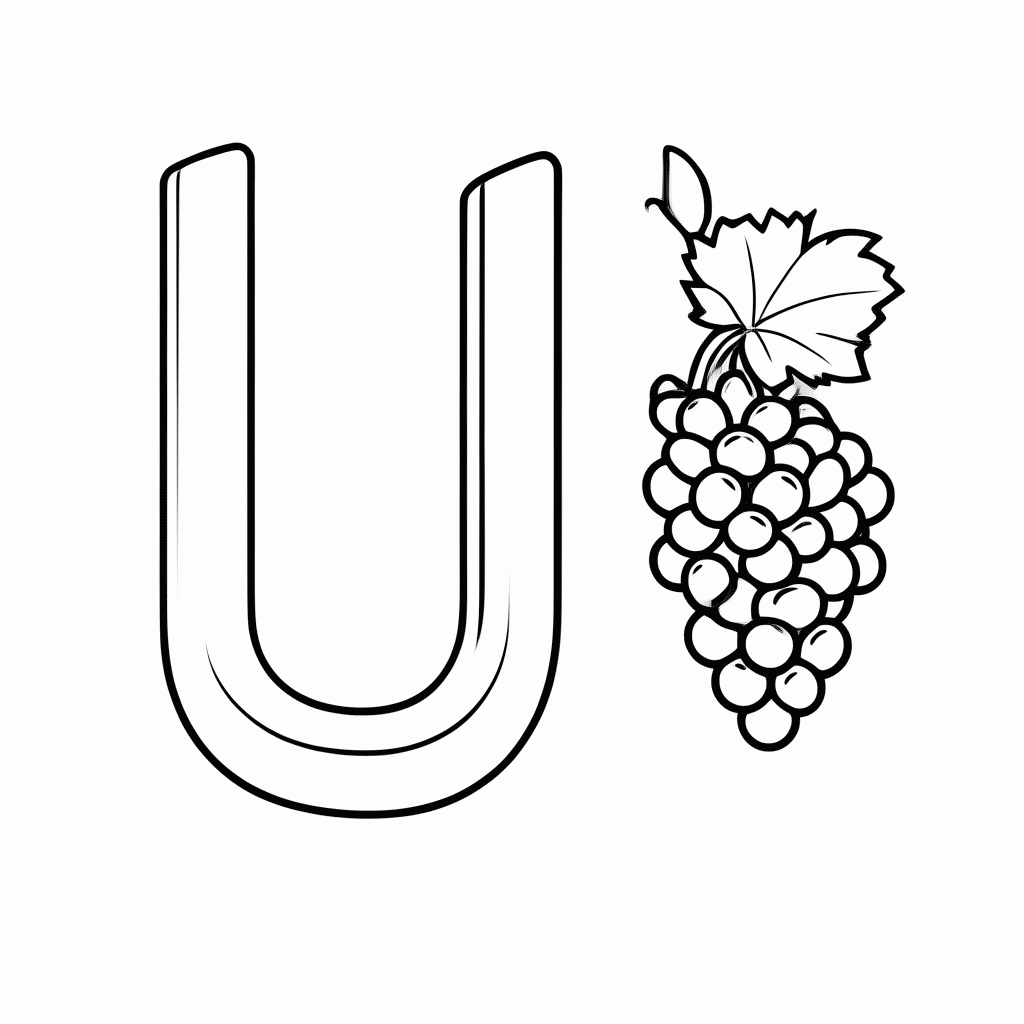 Desenho de U De Uva para colorir e imprimir grátis em folha A4