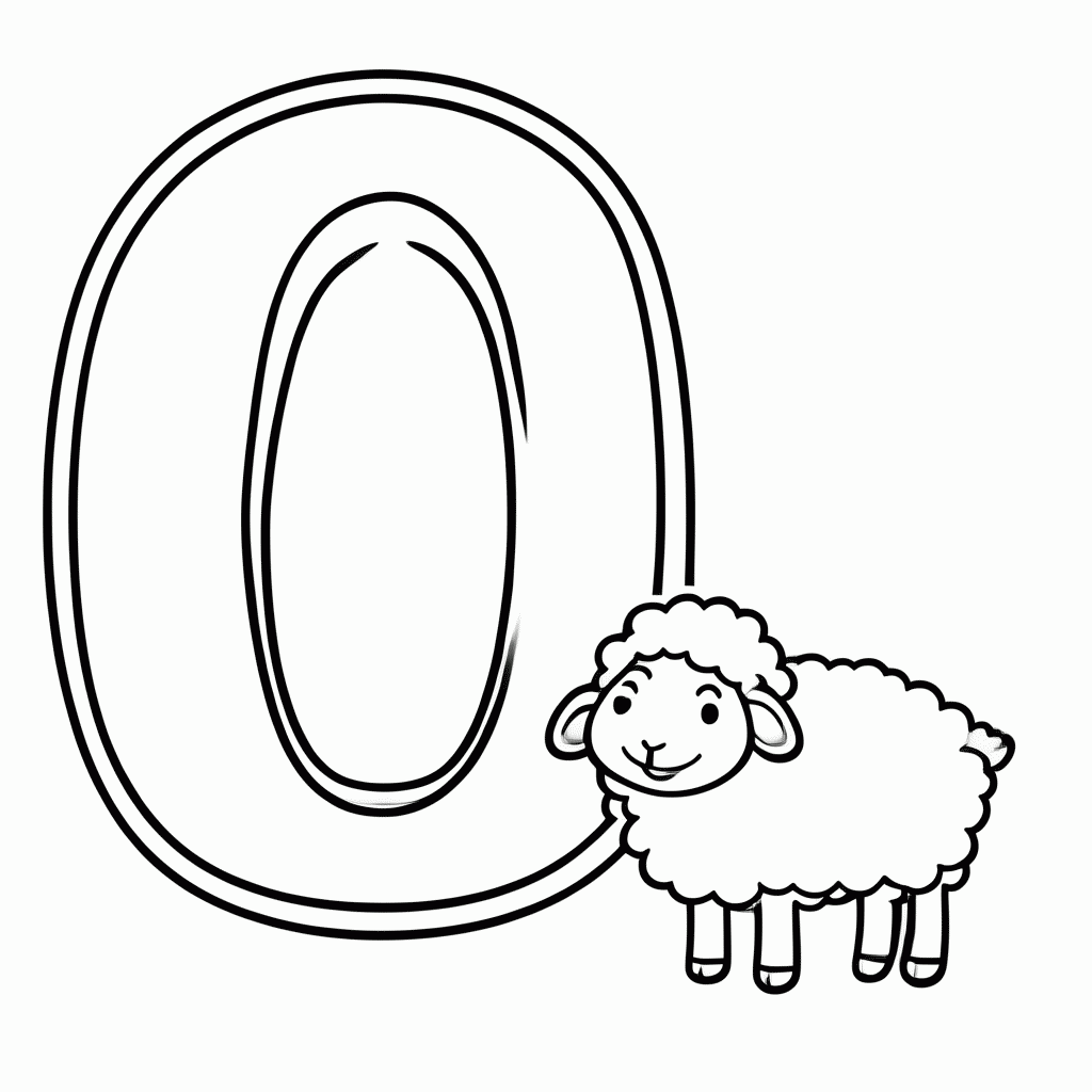 Desenho de O de Ovelha para colorir e imprimir grátis em folha A4