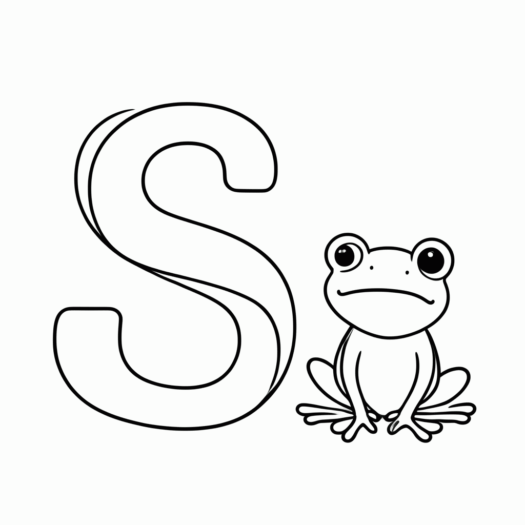 Desenho de S de Sapo para colorir e imprimir grátis em folha A4