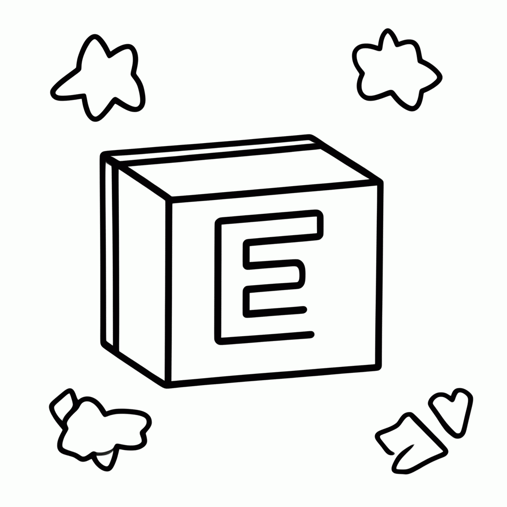 Desenho de Letra E para colorir e imprimir grátis em folha A4