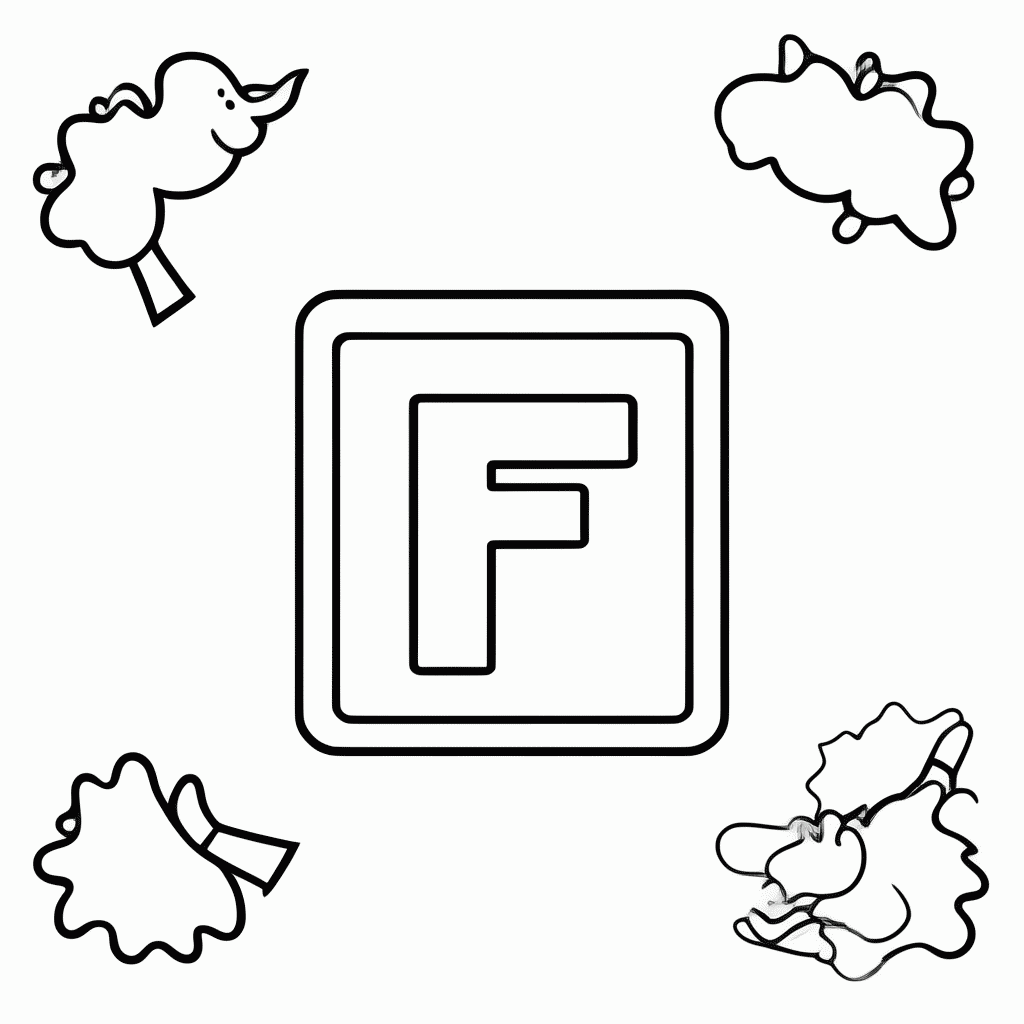 Desenho de Letra F para colorir e imprimir grátis em folha A4