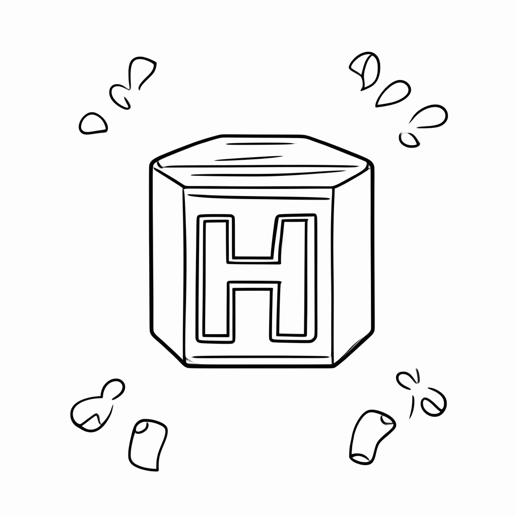 Desenho de Letra H para colorir e imprimir grátis em folha A4