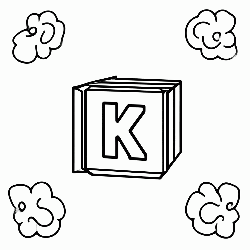 Desenho de Letra K para colorir e imprimir grátis em folha A4