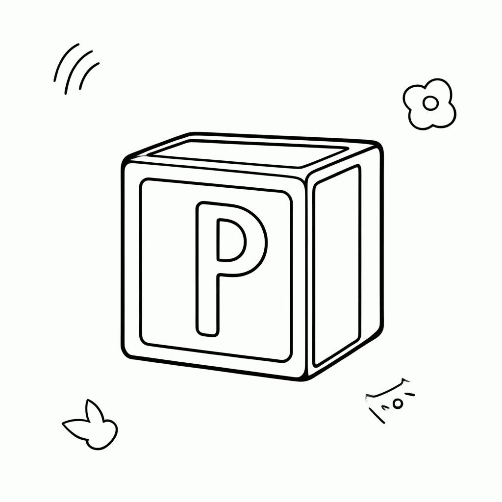 Desenho de Letra P para colorir e imprimir grátis em folha A4