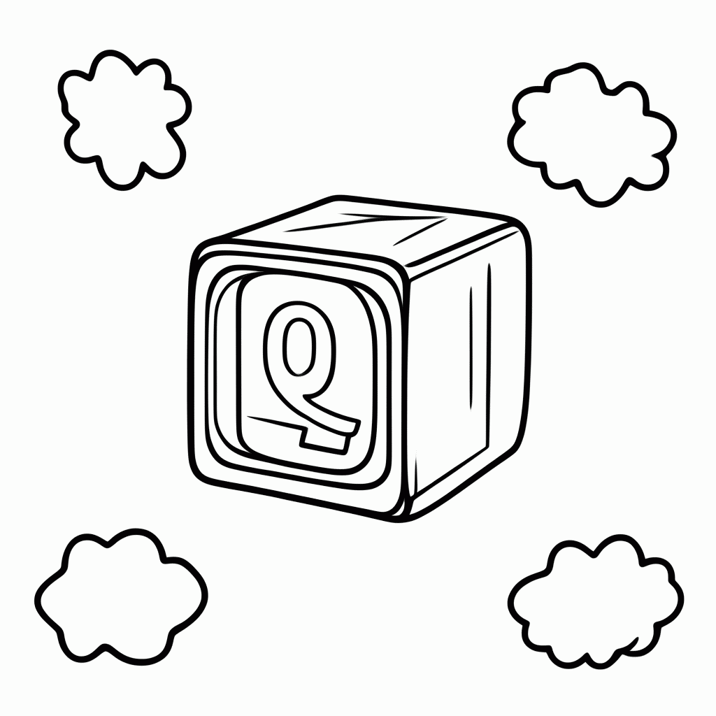 Desenho de Letra Q para colorir e imprimir grátis em folha A4